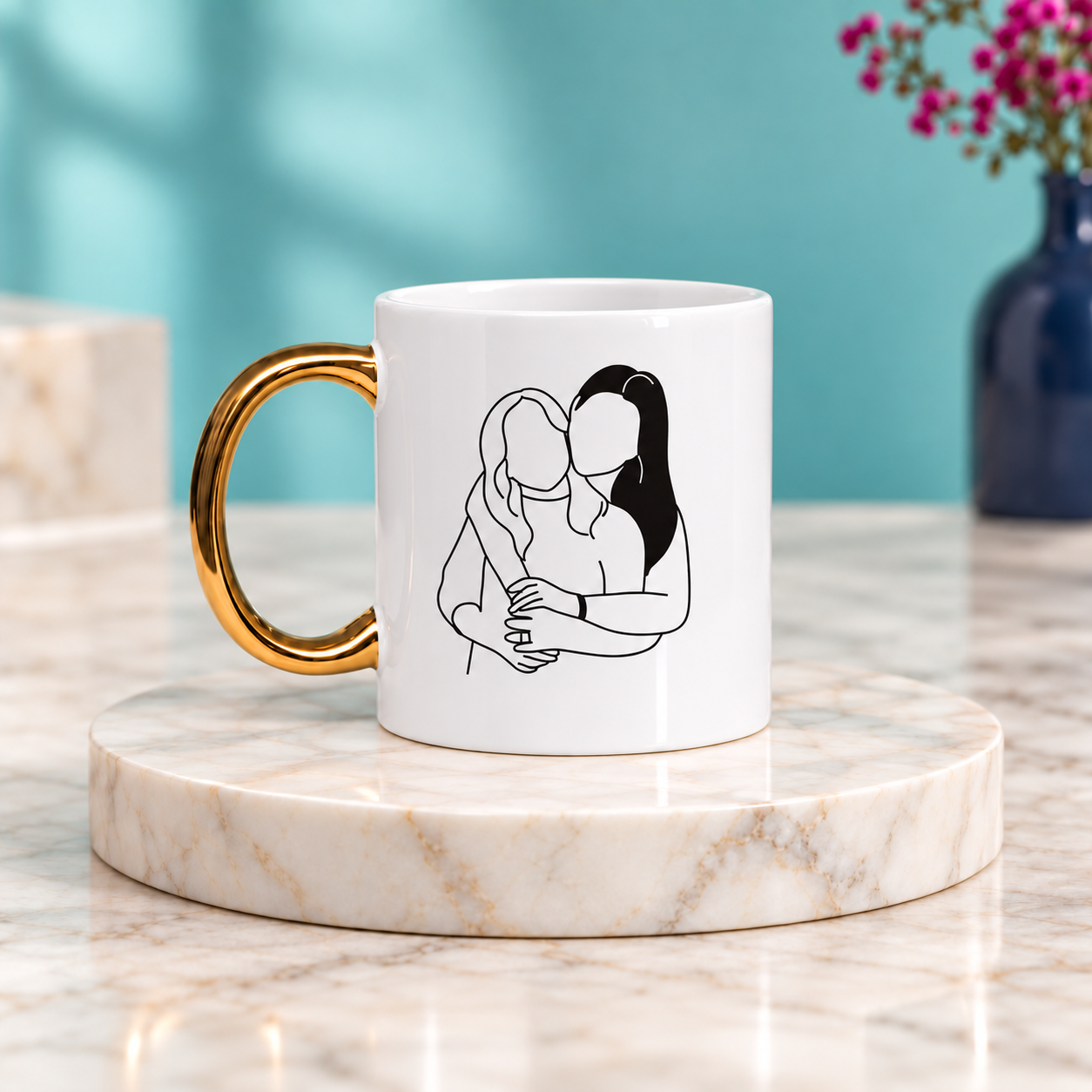 Caneca de Porcelana Personalizada com Alça Cromada