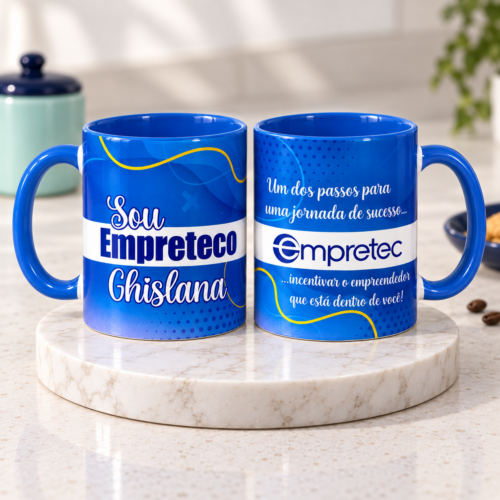 Caneca de Porcelana – Alça e Interior Colorido Personalizada