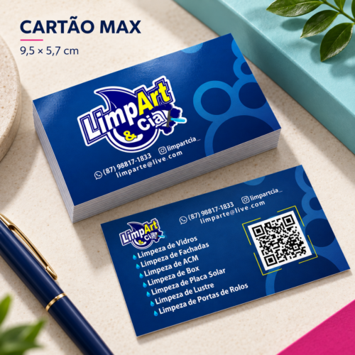 Cartão de Visita MAX Personalizado – Couchê – 9,5 × 5,7 cm